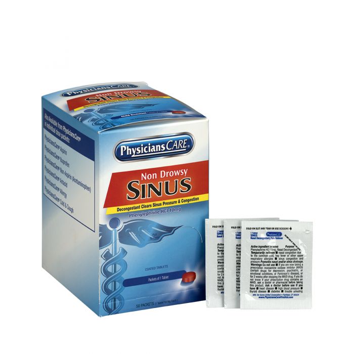 Physicians Care Non-Drowsy Sinus Medication - First Aid Safety